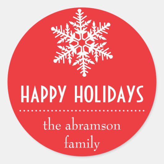 Snowflake Happy Holidays Stickers (rot) (Vorderseite)