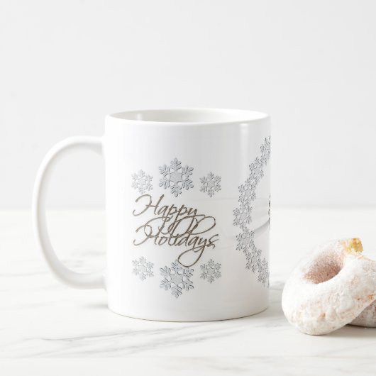 Snowflake Happy Holidays Tasse (Mit Donut)