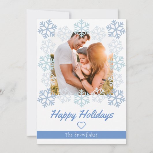 Snowflake Happy Holidays White Grußkarte Feiertagskarte (Vorderseite)
