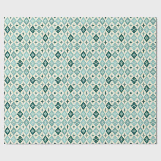 Snowflake Harlequin MCM Blau Geschenkpapier (Flach)