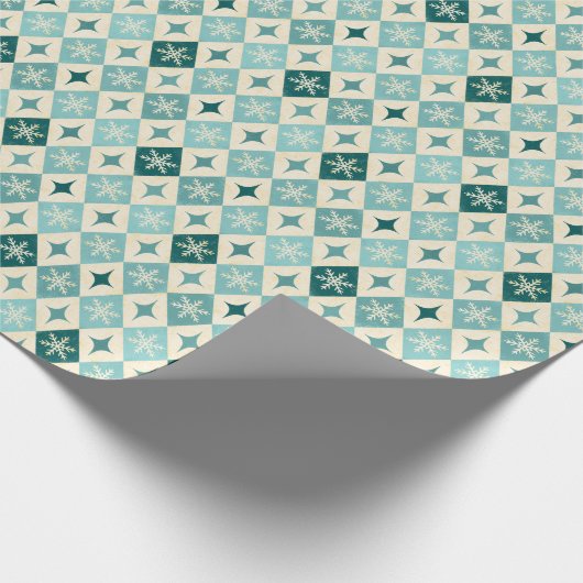 Snowflake Harlequin MCM Blau Geschenkpapier (Ecke)