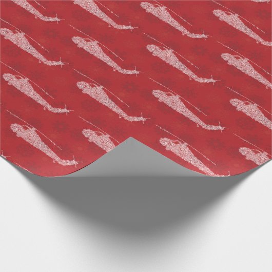 Snowflake Helicopters - Red Geschenkpapier (Ecke)