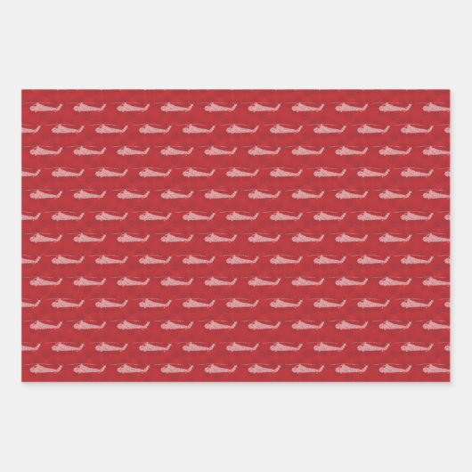 Snowflake Helicopters - Red Geschenkpapier Set (Vorderseite 2)