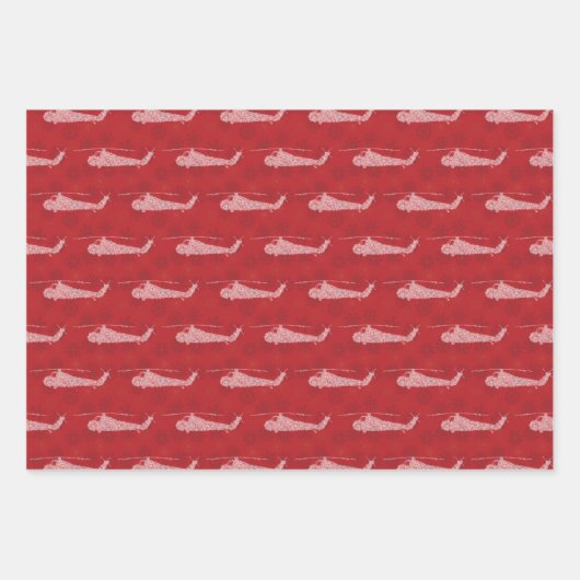 Snowflake Helicopters - Red Geschenkpapier Set (Vorderseite)