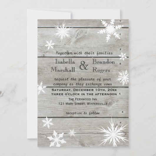 Snowflake Hochzeit Einladung Zeit, Champagner zu t (Rückseite)