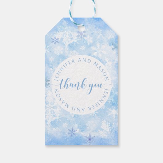 Snowflake Hochzeitsgrabmal Monogramm Geschenkanhänger (Rückseite)