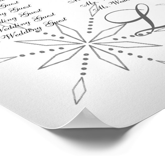 Snowflake Hochzeitskarte Silber Grau Poster (Ecke)