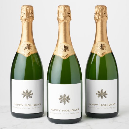 Snowflake Holiday Champagne Schaumweinetikett (Flaschen)