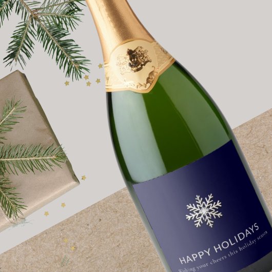 Snowflake Holiday Champagne Schaumweinetikett