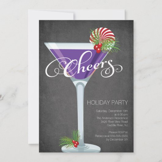 Snowflake Holiday Cocktail Party Einladung (Vorderseite)