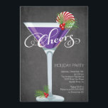 Snowflake Holiday Cocktail Party Einladung<br><div class="desc">Spaß für moderne KÄCHER! Retro Holiday Cocktail Party Einladung mit einem festlichen lila Martini-Glas mit Heiligen auf dem Set auf einem beliebten und trendigen schwarzen Chalkboard Hintergrund.  Ideal für einen Silvester Party,  Feiertag,  Weihnachtsfeier,  Party,  Party,  Trim the tree Party oder jeden besonderen Winter treffen sich Party.</div>