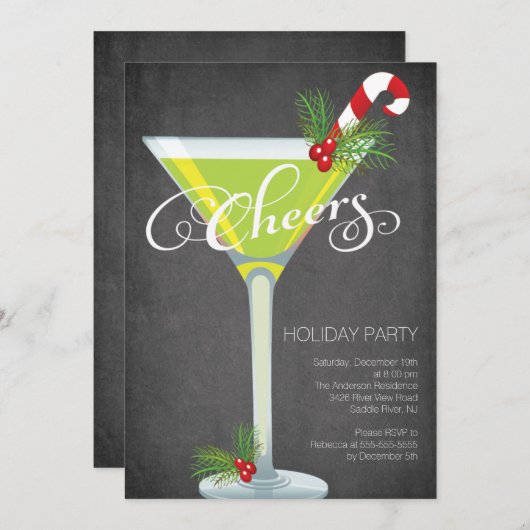 Snowflake Holiday Cocktail Party Einladung (Vorne/Hinten)