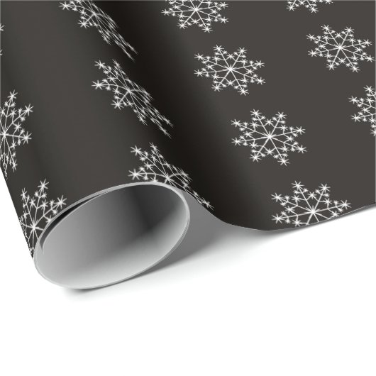Snowflake Holiday Design Schwarz-weiß Weihnachten Geschenkpapier (Rolleneckpunkt)