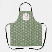 Snowflake Holiday Muster Monogram Custom Schürze (Vorderseite)