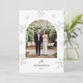 Snowflake Holiday Newlyweds Foto Weihnachten (Stehend Vorderseite)