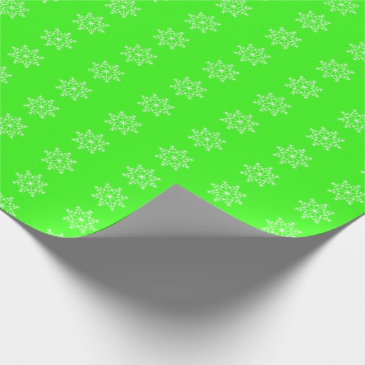 Snowflake Holiday Pattern Neon Grün Weihnachten Geschenkpapier (Ecke)