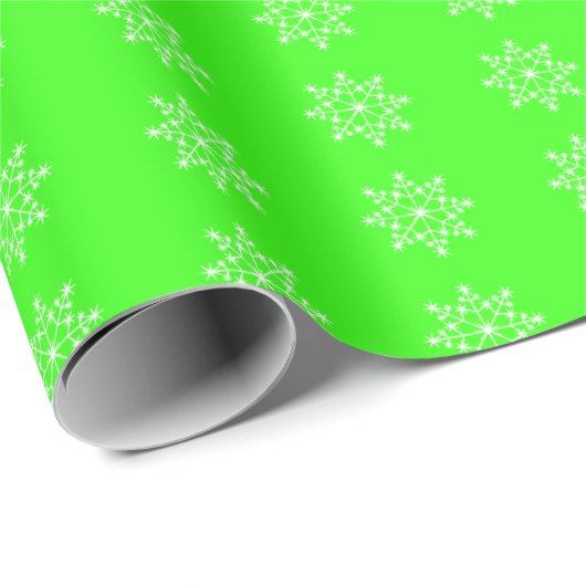 Snowflake Holiday Pattern Neon Grün Weihnachten Geschenkpapier (Rolleneckpunkt)