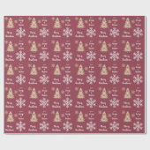 Snowflake Holiday Tree Muster auf Maroon Geschenkpapier (Flach)