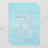 Snowflake Ice Blue and Silver Winter Wedding Einladung (Vorne/Hinten)