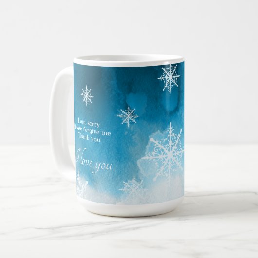  Snowflake Ice Blue - individuelles Angebot und Na Kaffeetasse (Vorderseite Links)