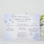 Snowflake Ice Blue Wedding Programm (Stehend Vorderseite)