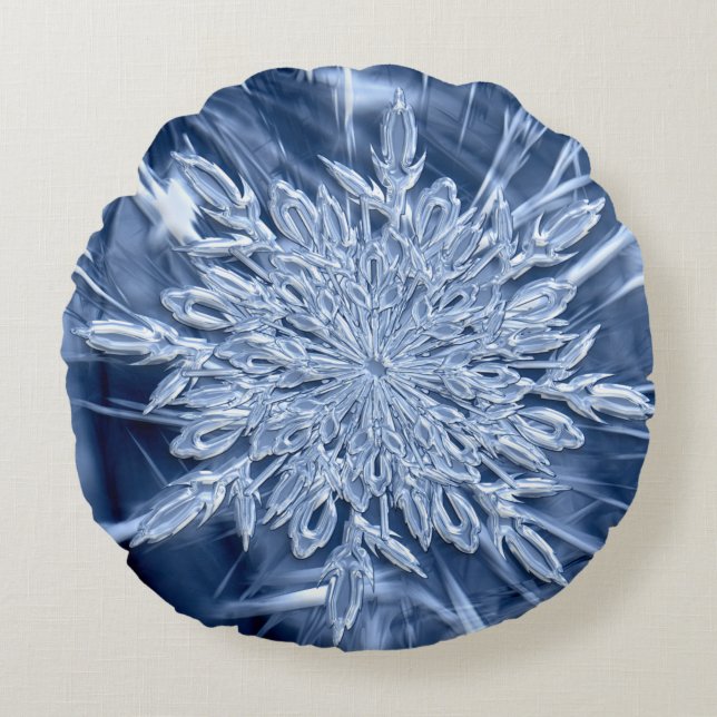 Snowflake Ice Rundes Kissen (Vorderseite)