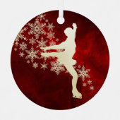 Snowflake Ice Skater on Red Ornament Aus Metall (Vorderseite)