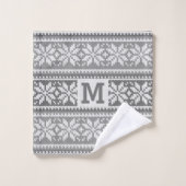 Snowflake Imitate Strick Sweater Muster Monogram G Badhandtuch Set (Waschlappen)