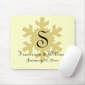 "Snowflake in Gold & White Kariert" - Monogramm (1 Mousepad (Mit Mouse)