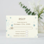 Snowflake Ivory Winter Wonderland Wedding Website RSVP Karte (Stehend Vorderseite)