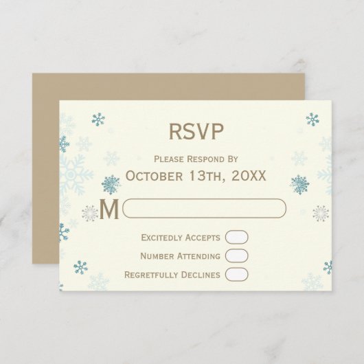 Snowflake Ivory Winter Wonderland Wedding Website RSVP Karte (Vorne/Hinten)
