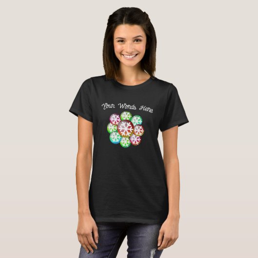 Snowflake Jewel Tones Fügen Sie Ihre Worte T - Shi T-Shirt (Vorne ganz)