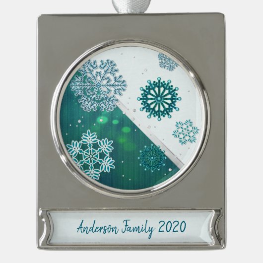 Snowflake Jewelen 3D Banner-Ornament Silber (Vorderseite)