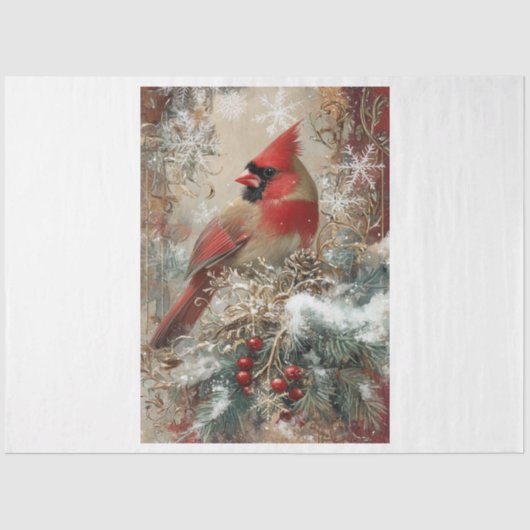 Snowflake-Kardinal Seidenpapier (Vorderseite)