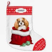 Snowflake King Charles Spaniel Gift Überraschung Großer Weihnachtsstrumpf (Vorderseite)