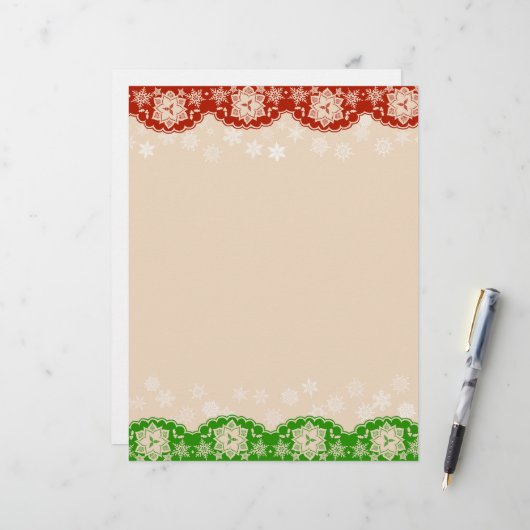 Snowflake Lace Christmas Garland Stationery Briefbogen (Vorderseite/Rückseite Beispiel)