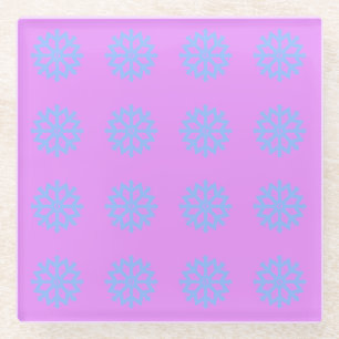 Snowflake Light Blue Winter Festival Pattern Lilac Glasuntersetzer