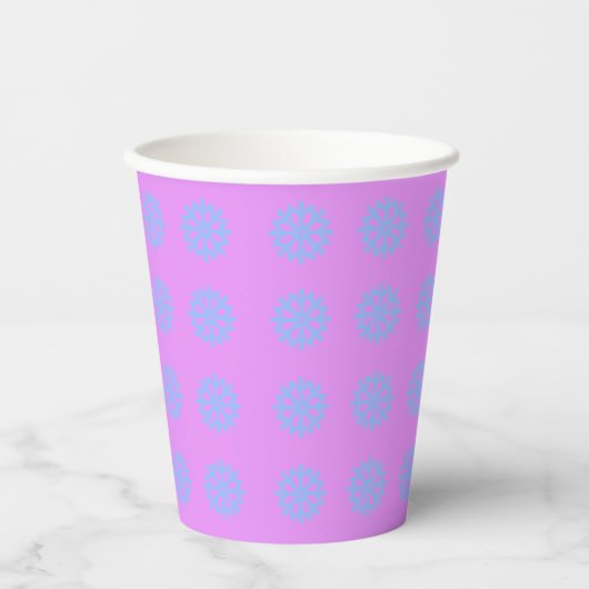 Snowflake Light Blue Winter Festival Pattern Lilac Pappbecher (Vorderseite)