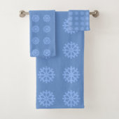 Snowflake Light Blue Winter Pattern Badhandtuch Set (Insitu)
