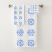 Snowflake Light Blue Winter Pattern Badhandtuch Set (Insitu)
