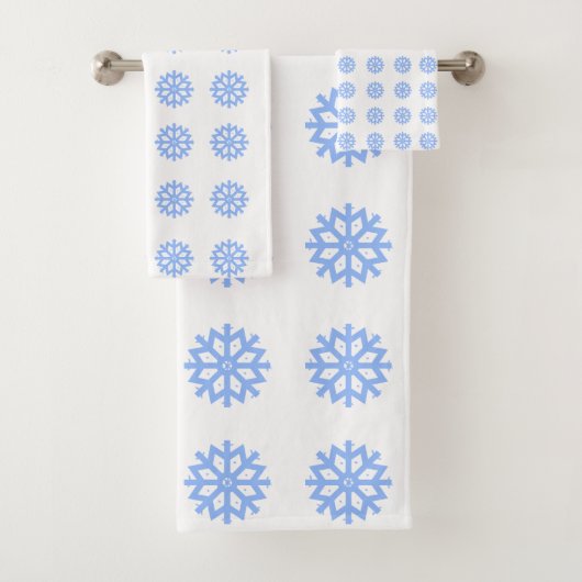 Snowflake Light Blue Winter Pattern Badhandtuch Set (Insitu)