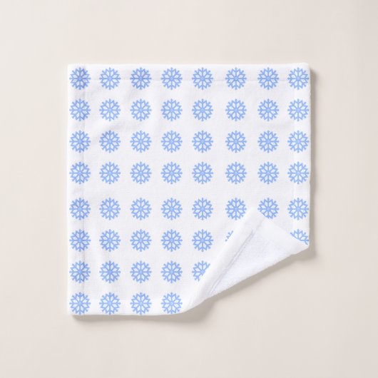 Snowflake Light Blue Winter Pattern Badhandtuch Set (Waschlappen)