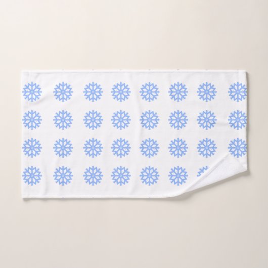 Snowflake Light Blue Winter Pattern Badhandtuch Set (Handtuch)