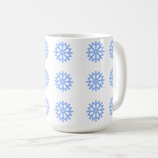 Snowflake Light Blue Winter Pattern Kaffeetasse (VorderseiteRechts)