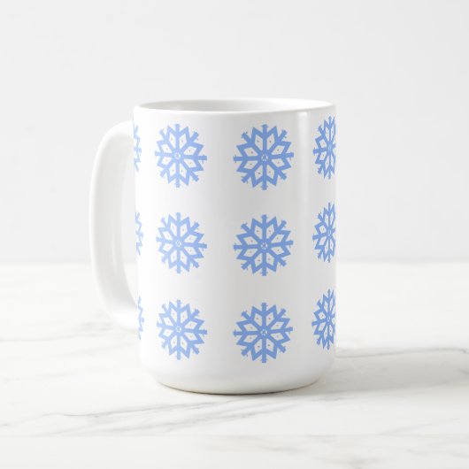 Snowflake Light Blue Winter Pattern Kaffeetasse (Vorderseite Links)