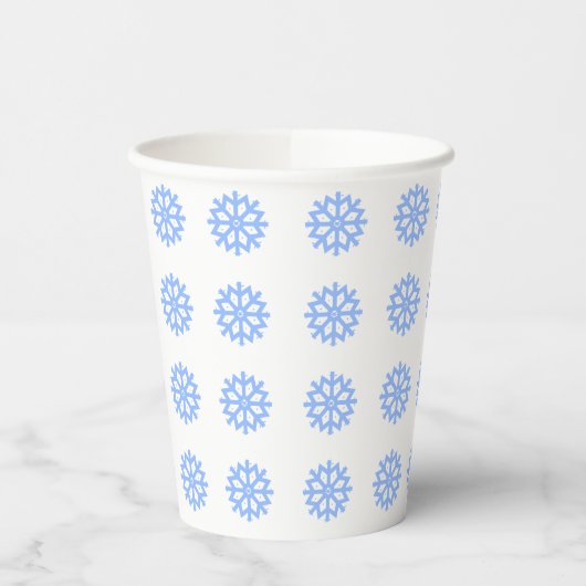 Snowflake Light Blue Winter Pattern Pappbecher (Links)