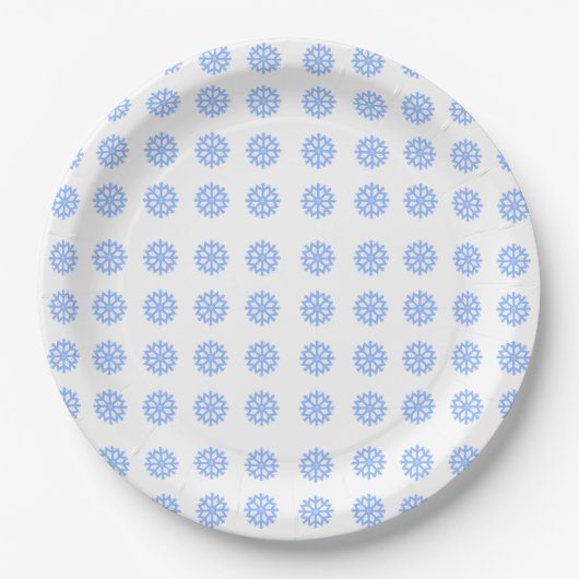 Snowflake Light Blue Winter Pattern Pappteller (Vorderseite)