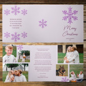 Snowflake Lila Glam 6 Pic Merry Multi Foto Dreifach Gefaltete Urlaubskarte