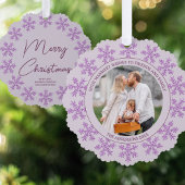 Snowflake Lila Glam Elegantes Foto Ornament Karte