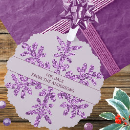 Snowflake Lila Glam Elegantes Minimalistisches Ges Ornament Karte